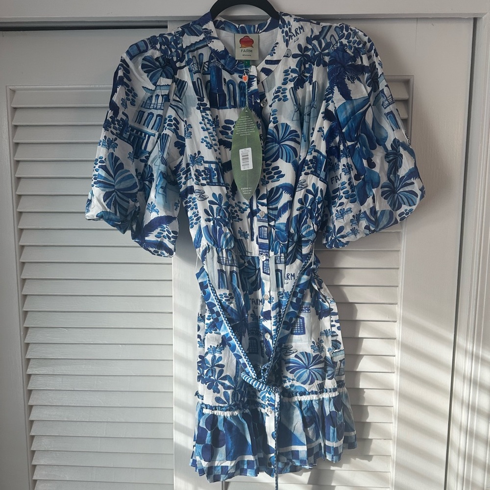 FARM Rio Sweet Rio Puff Sleeve Mini Dress- L